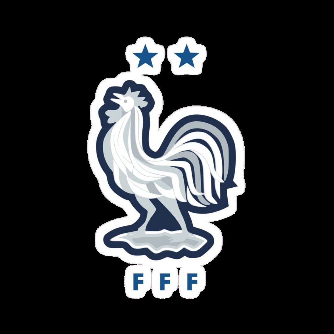 France FFF rooster emblem two stars illustrated sticker