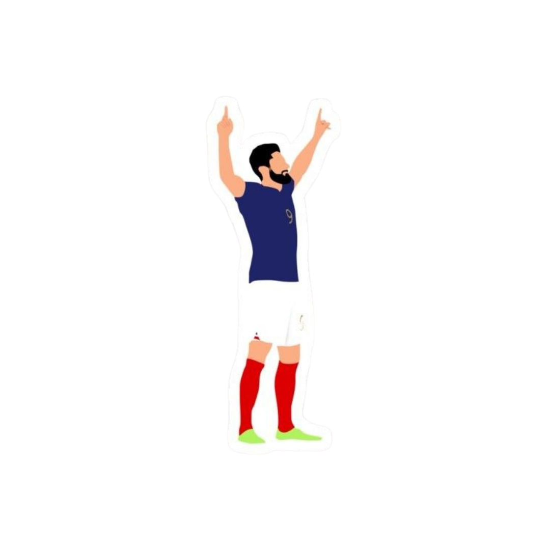 Olivier Giroud France number 9 arms raised celebration sticker