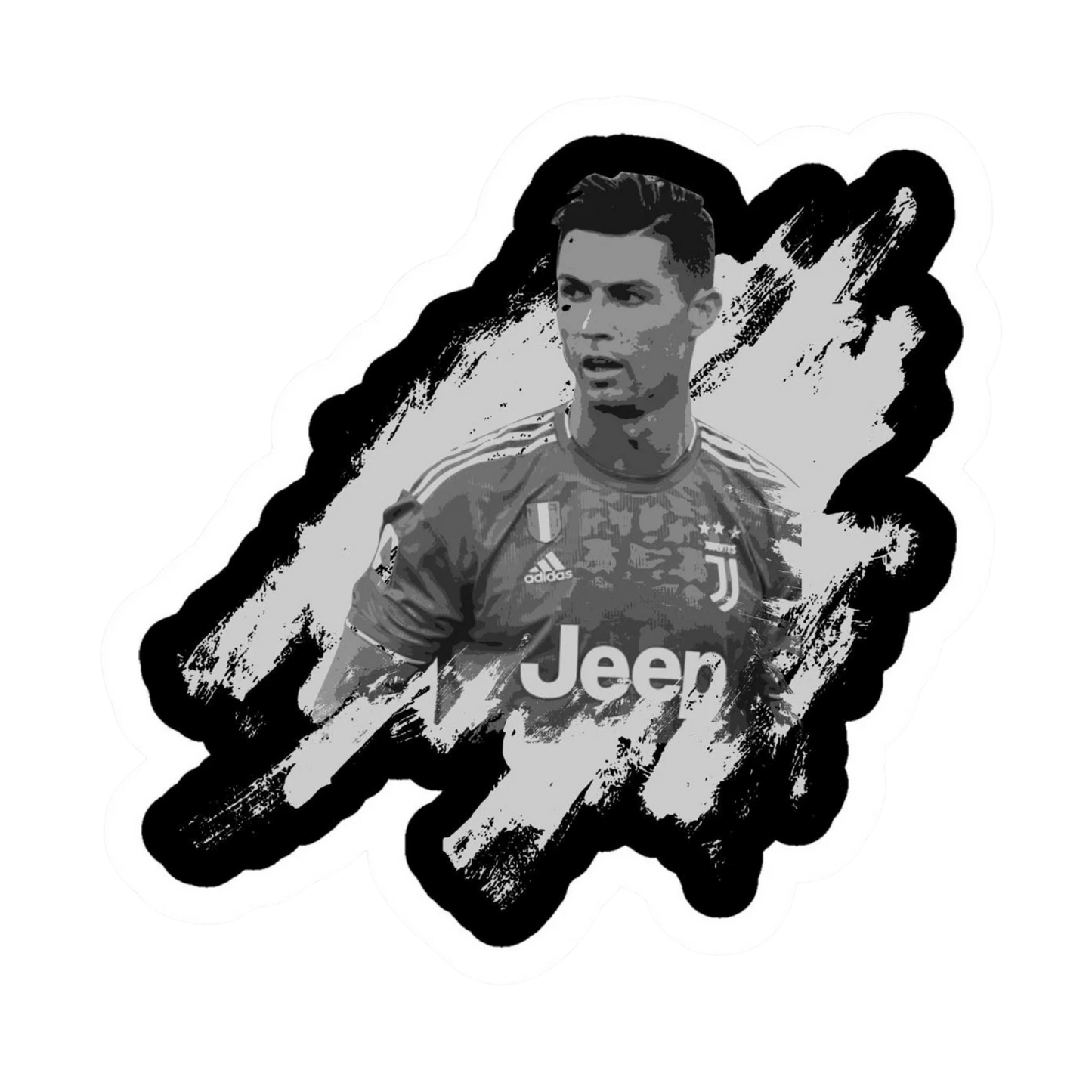 Cristiano Ronaldo Juventus Black White Photo Sticker