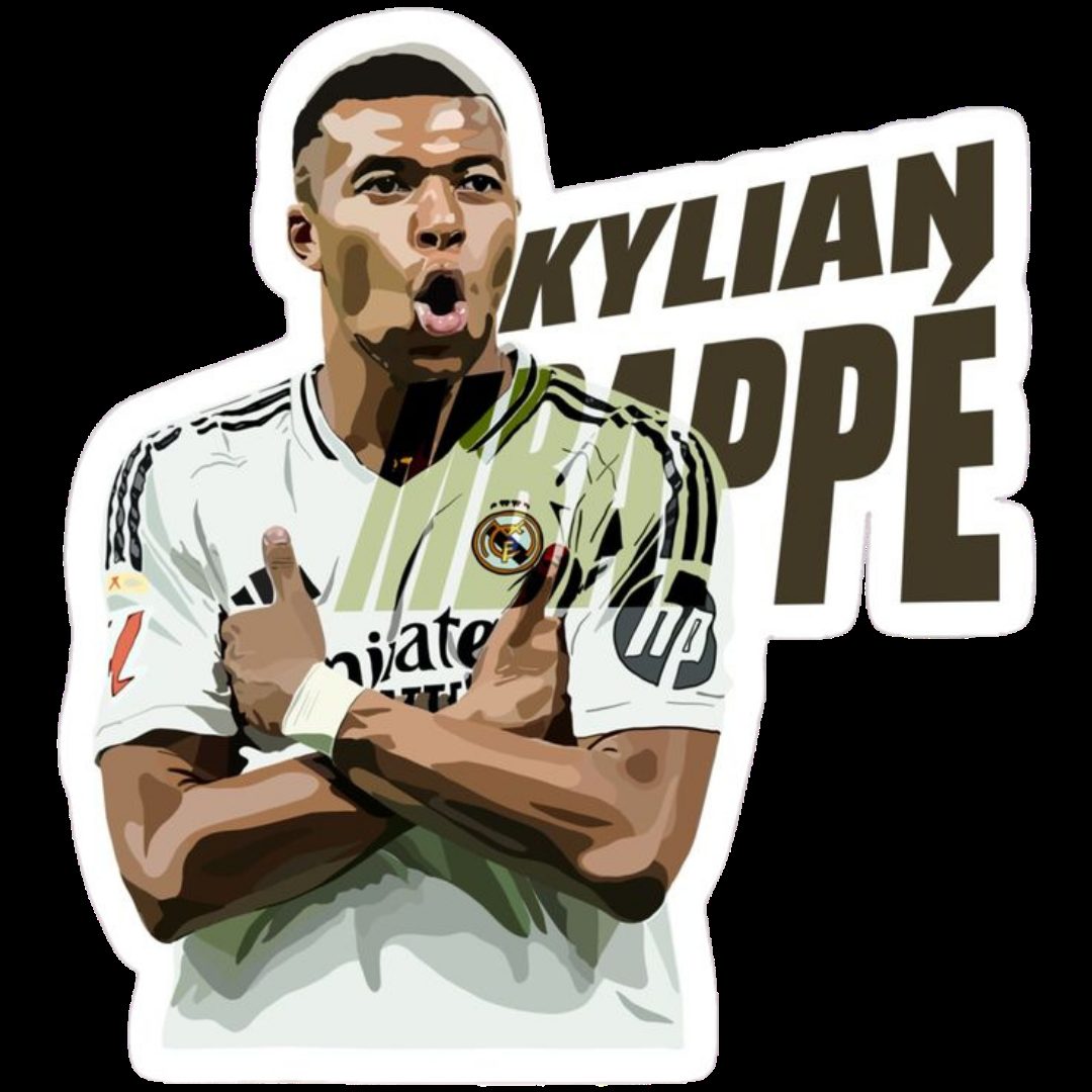 Kylian Mbappé Real Madrid celebration arms crossed sticker