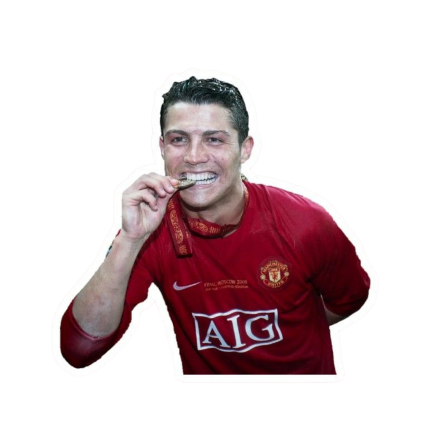 Cristiano Ronaldo Manchester United UCL Medal Biting Sticker