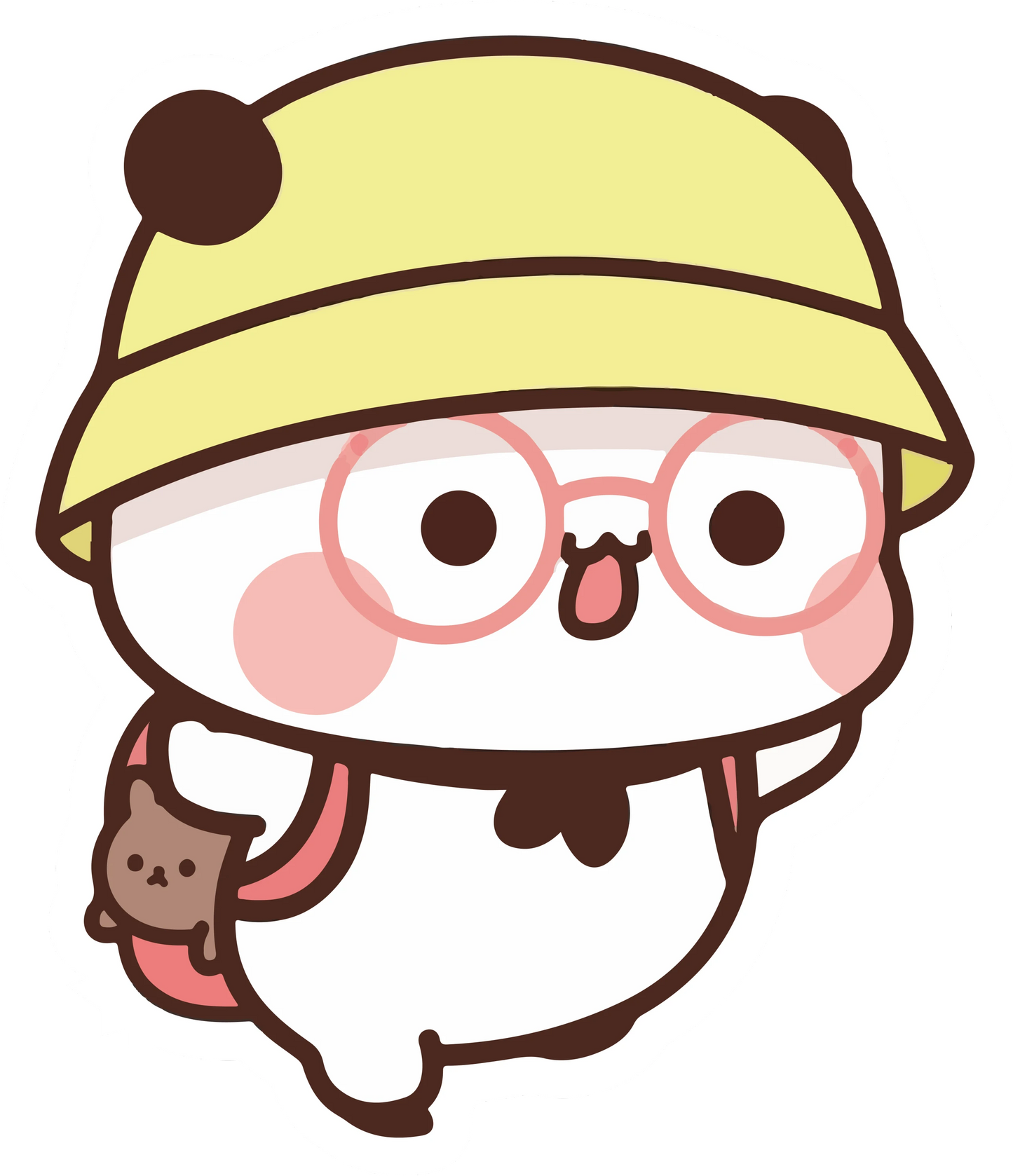 Dudu Yellow Bucket Hat Glasses Kawaii Sticker