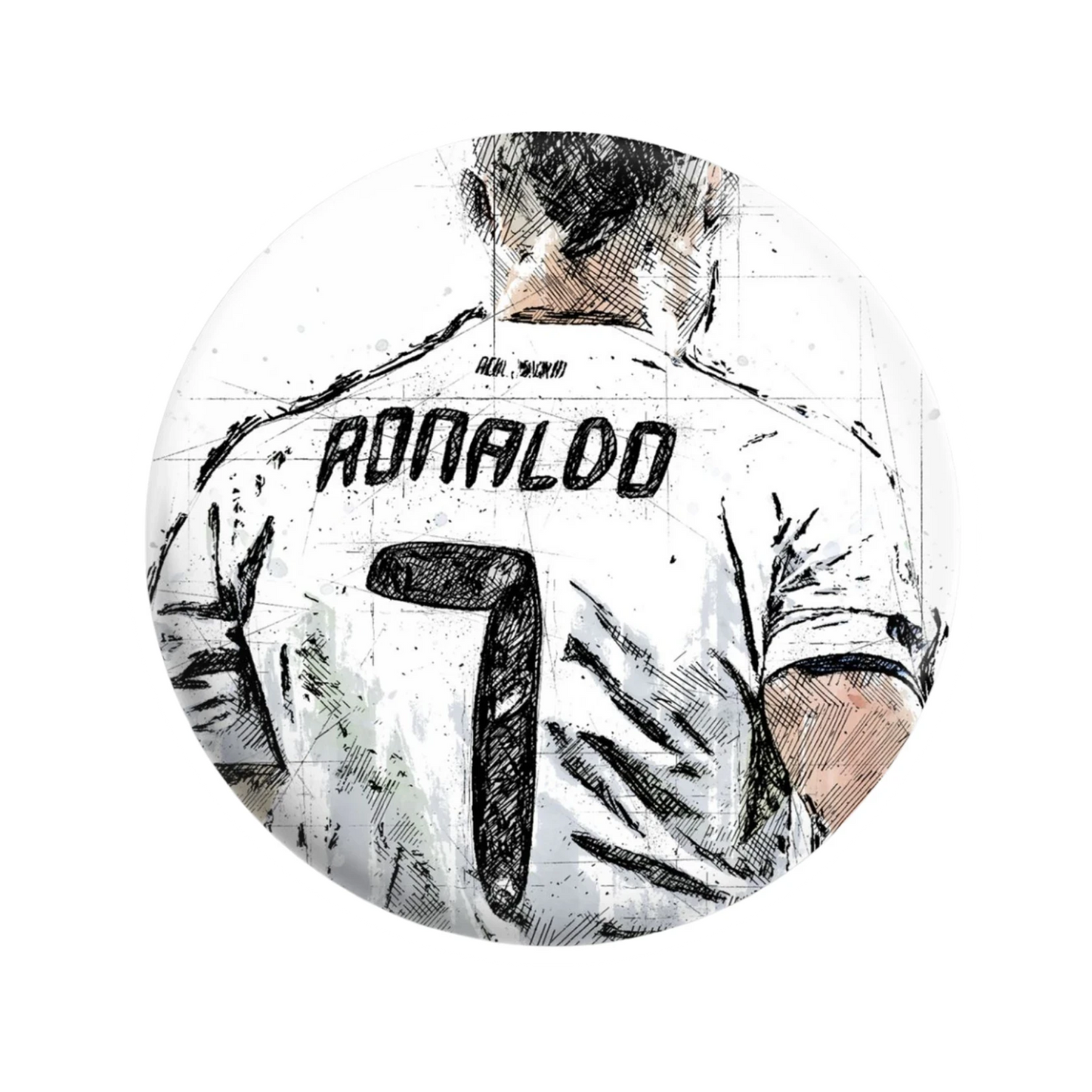 Cristiano Ronaldo Real Madrid Back View Sketch Circle Sticker