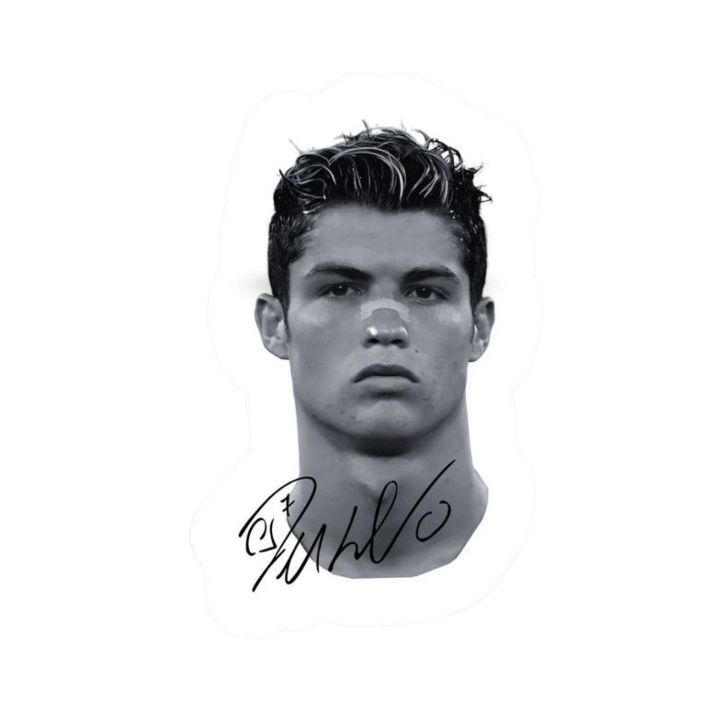 Cristiano Ronaldo Black White Portrait Signature Sticker