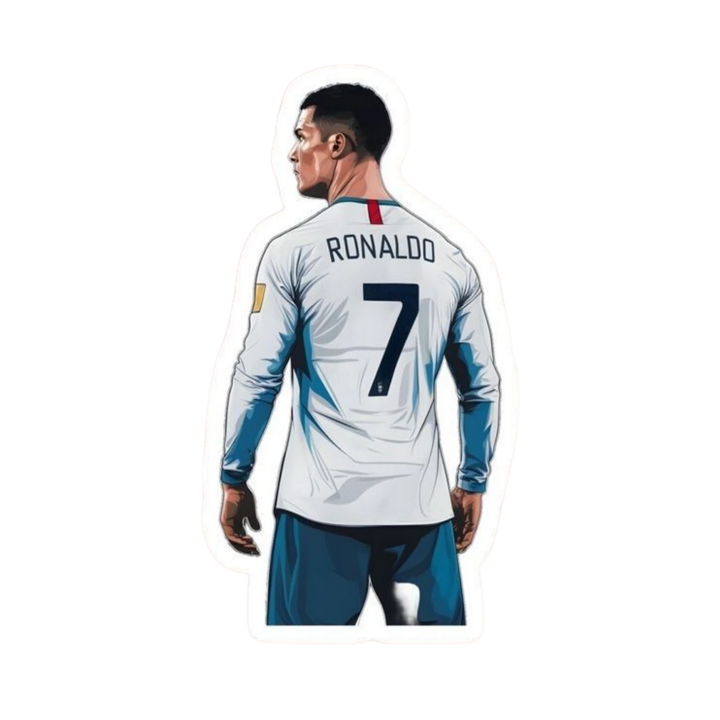 Cristiano Ronaldo No7 Back View White Kit Illustrated Sticker