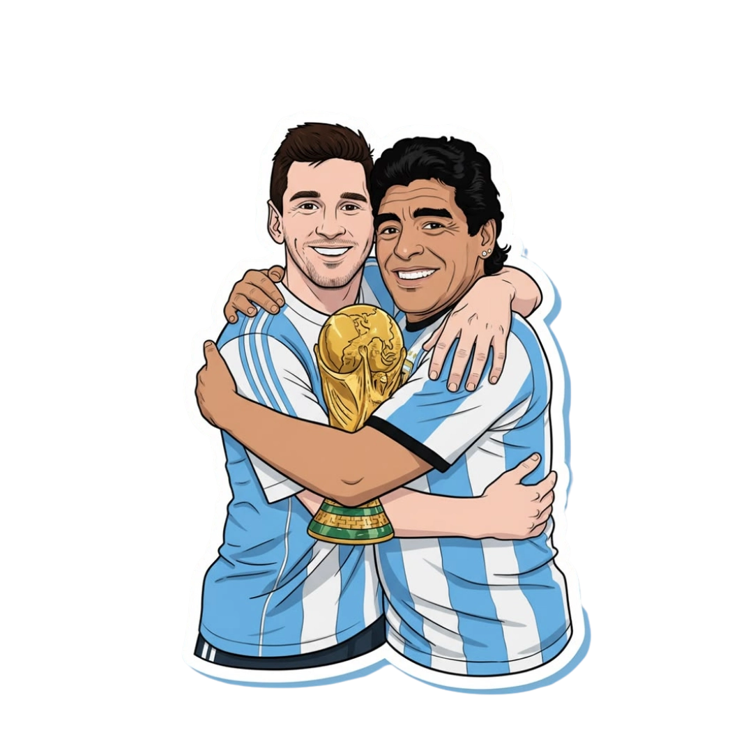 Lionel Messi and Diego Maradona legends Argentina World Cup sticker