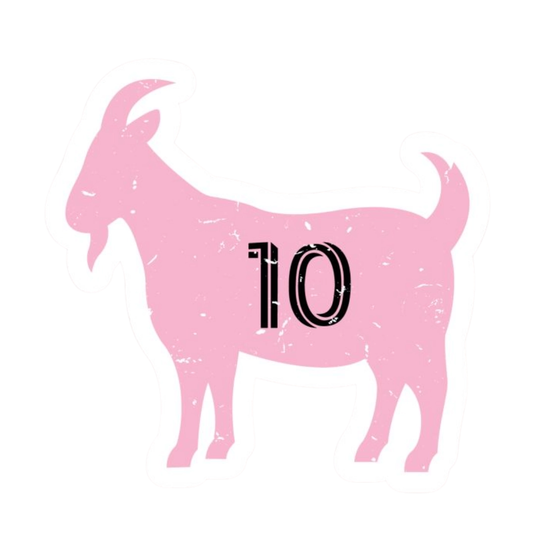 Lionel Messi pink GOAT number 10 silhouette bold sticker