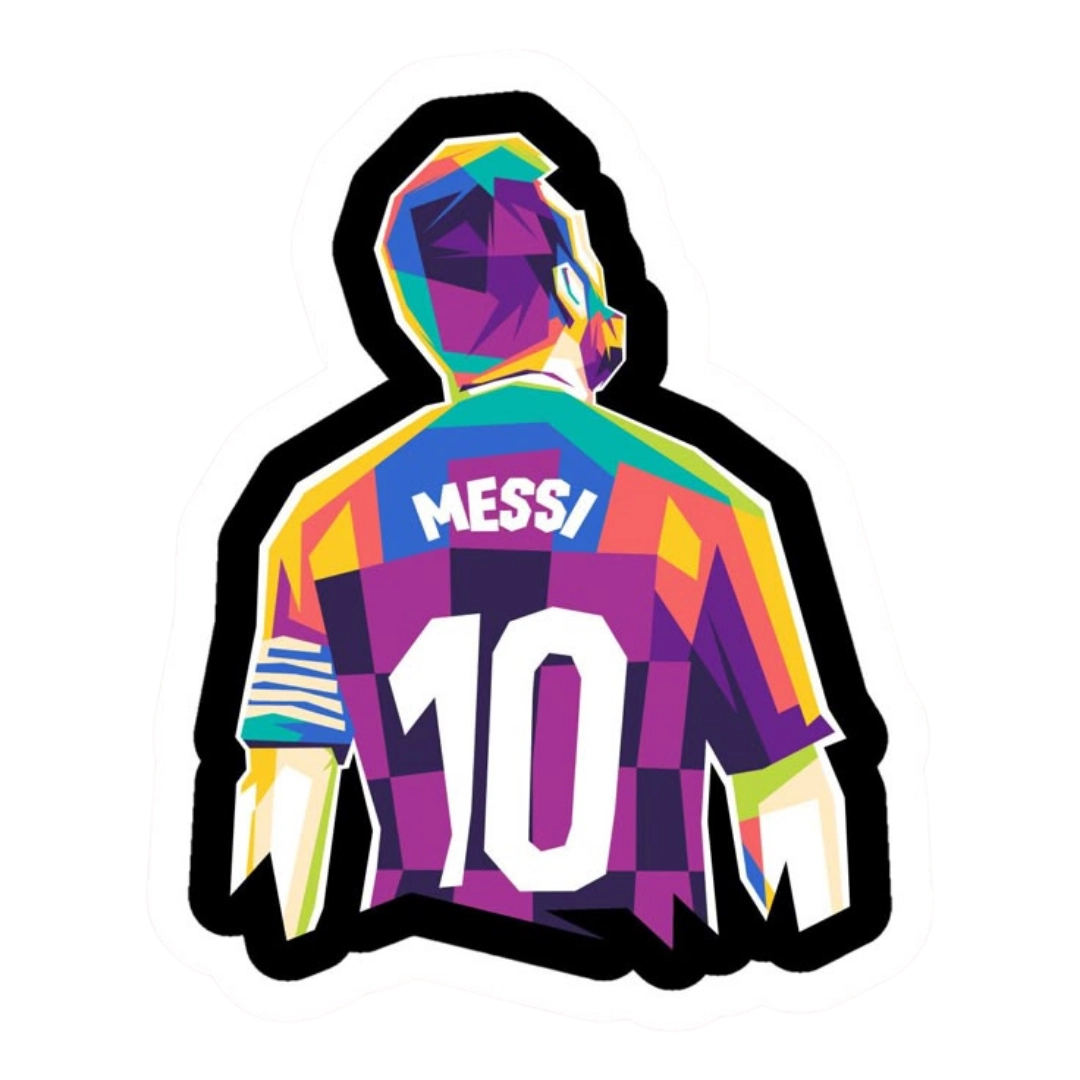 Lionel Messi geometric polygon art back view Argentina kit colourful sticker