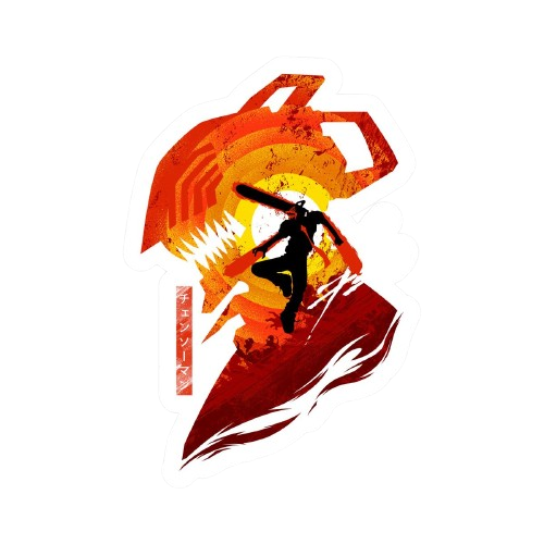 Chainsaw Devil — Fire Silhouette Art Sticker | Chainsaw Man
