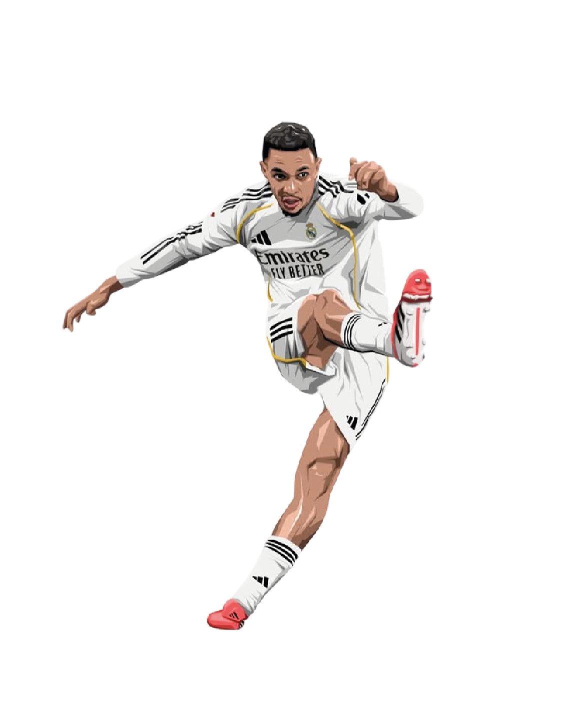 Jude Bellingham Real Madrid white kit football sticker illustration