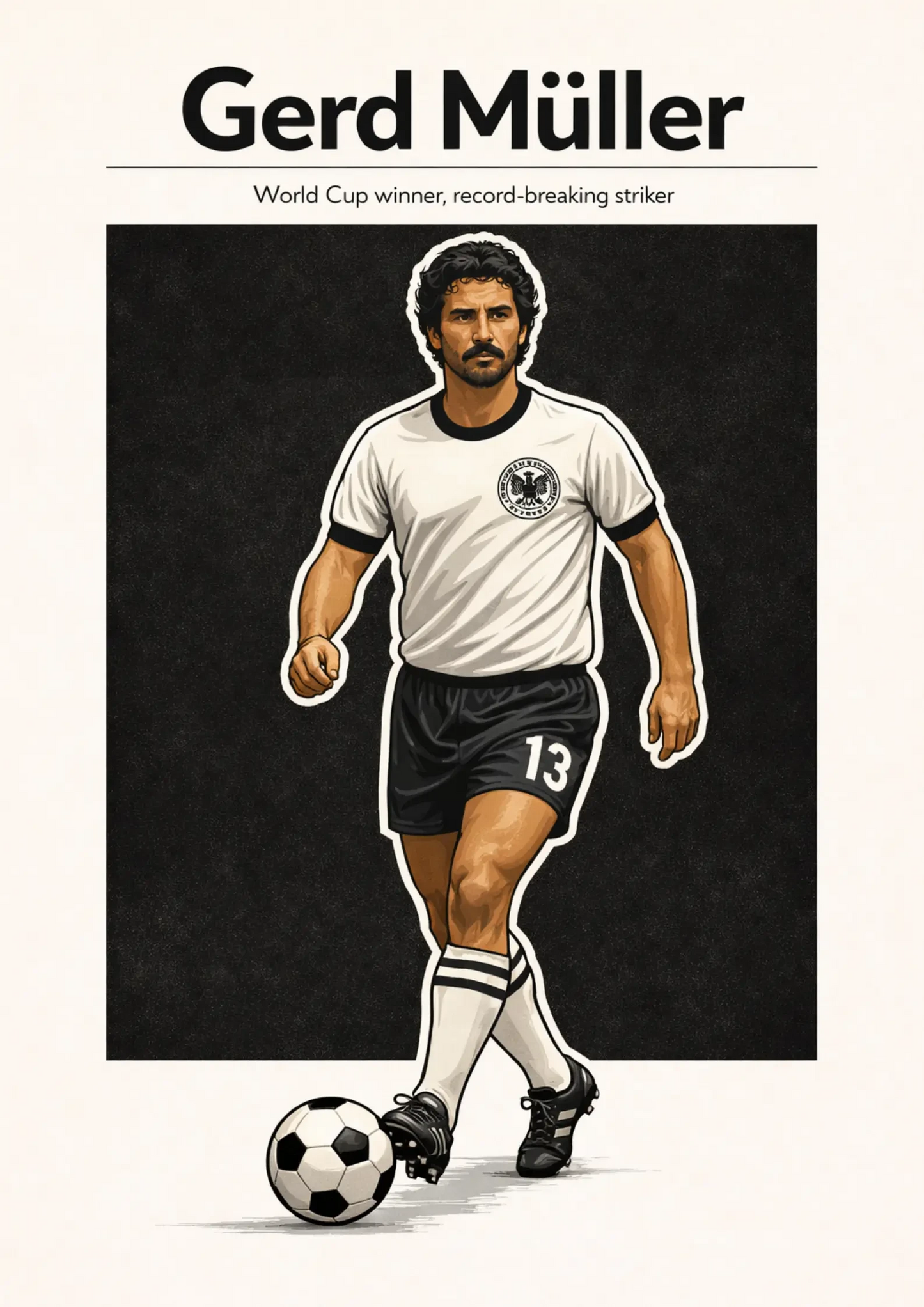 Gerd Muller Germany Football Legend All-Star Poster Sticker