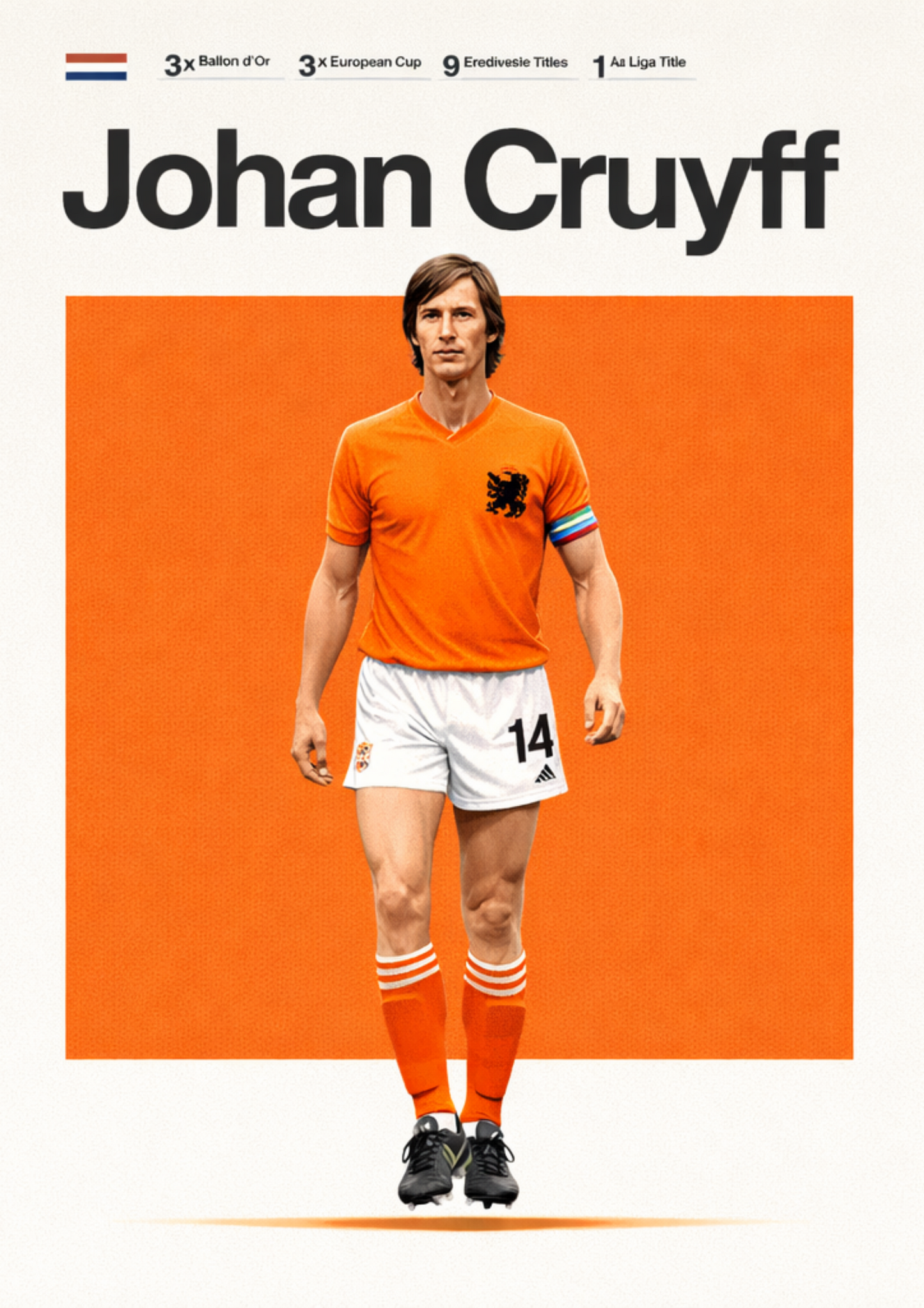 Johan Cruyff Netherlands Football Legend All-Star Poster Sticker