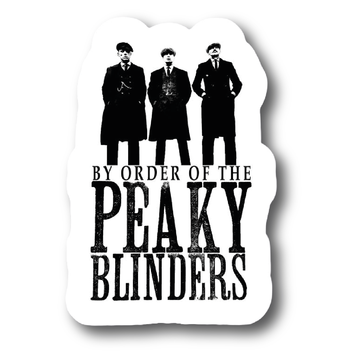 Black and white poster sticker of three Peaky Blinders brothers
