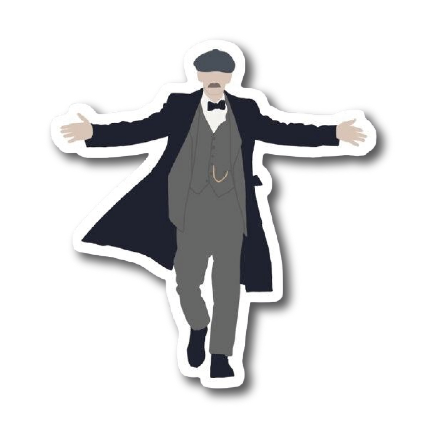Flat illustration sticker of a Shelby brother dancing with arms outstretched