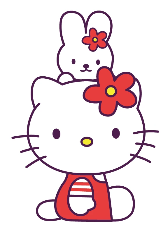 Hello Kitty Red Flower Bunny On Head Sticker
