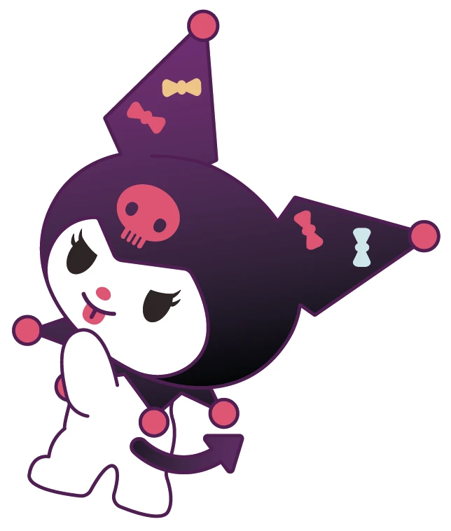 Kuromi Running Tongue Out Skull Sticker