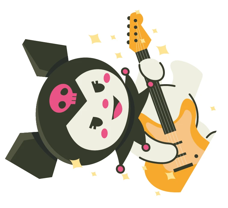 Kuromi Electric Guitar Rock Music Sticker