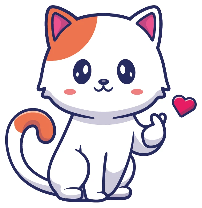 Kawaii Calico Cat Finger Heart Gesture Sticker