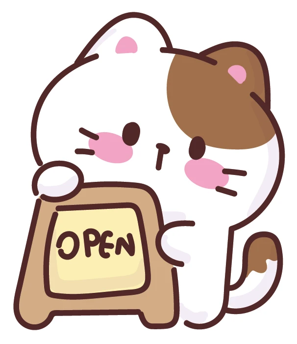 Kawaii Mochi Cat Open Sign Sticker