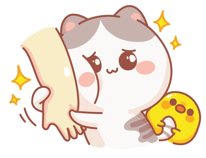 Kawaii Mochi Cat Being Hugged With Chick Sticker