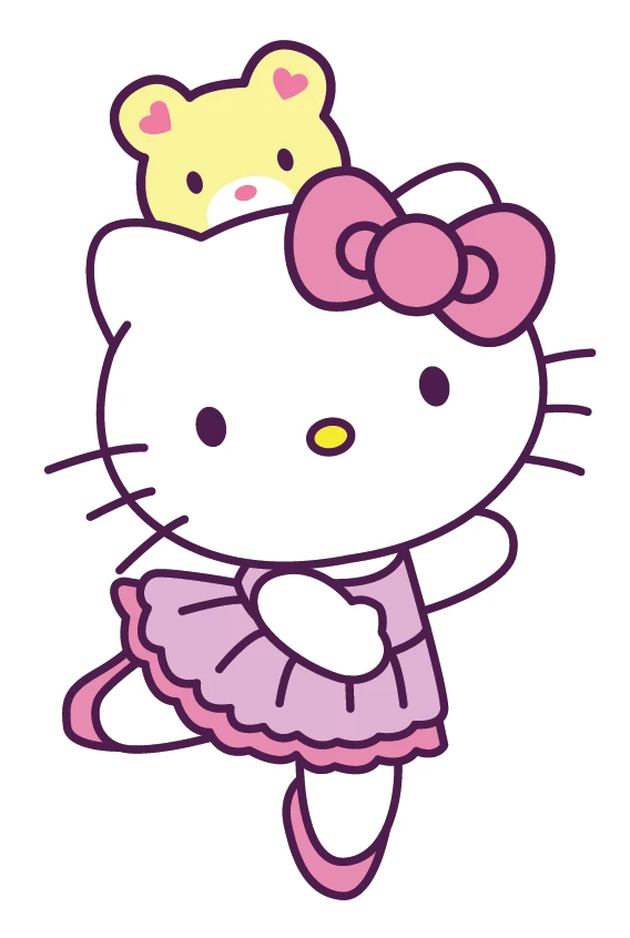 Hello Kitty Ballet Bear On Head Purple Sticker