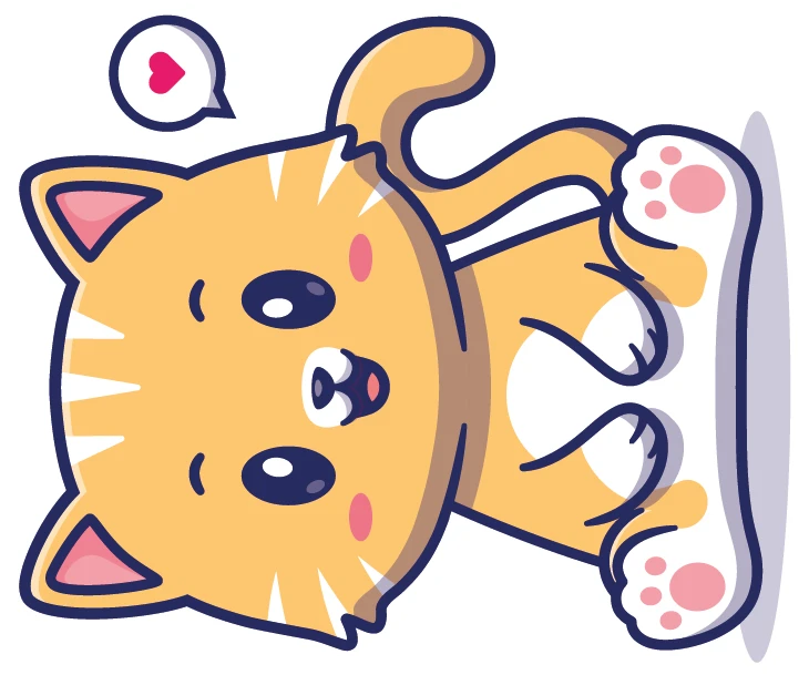 Kawaii Orange Tabby Cat Lying Love Sticker