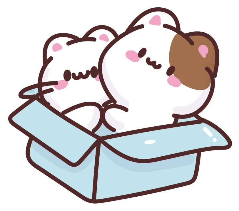 Kawaii Mochi Cat Duo In Box Sticker