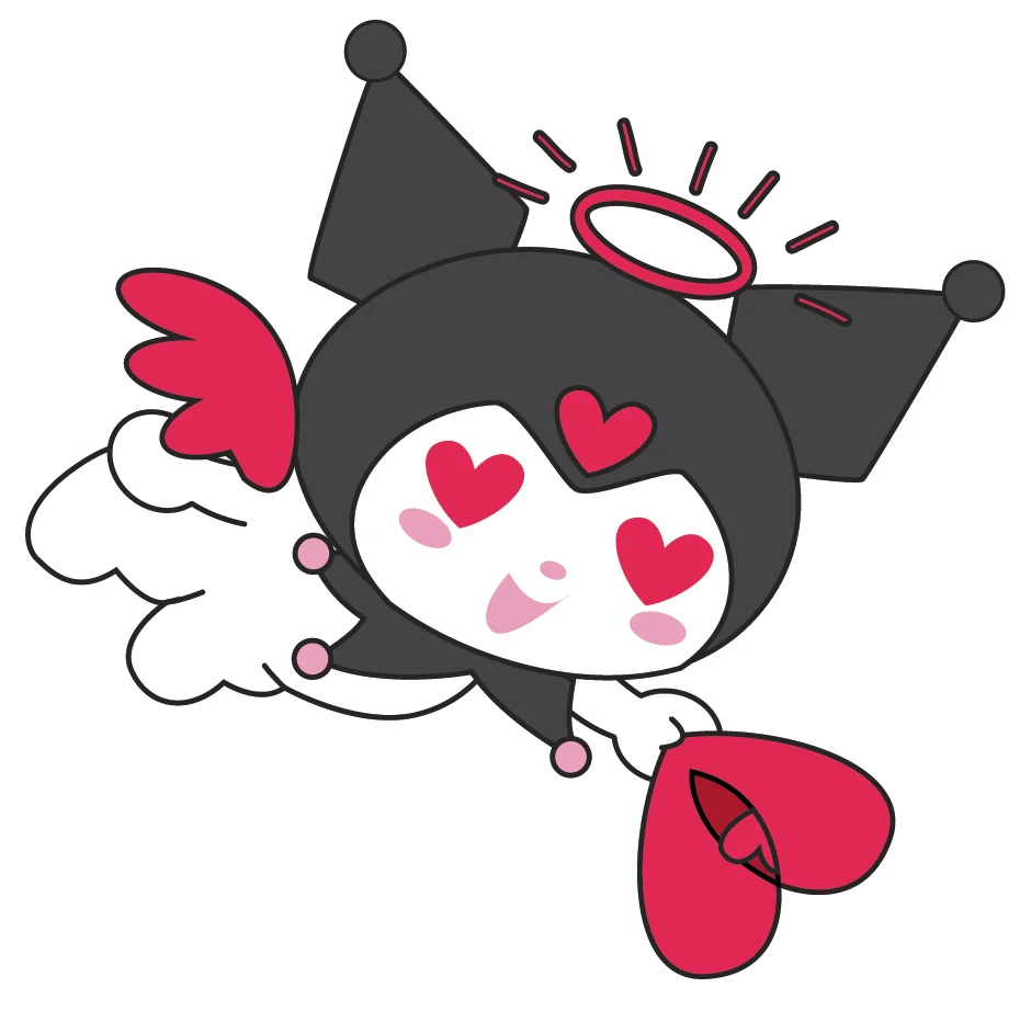 Kuromi Angel Halo Heart Eyes Sticker