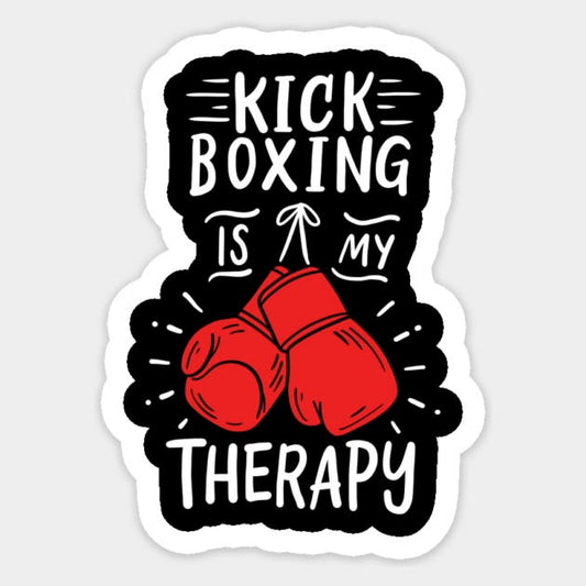 Kickboxing Is My Therapy — Red Gloves Sticker
