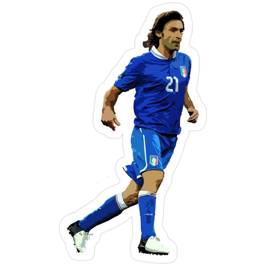 Sticker of Andrea Pirlo running in the blue Italy national team No. 21 kit.