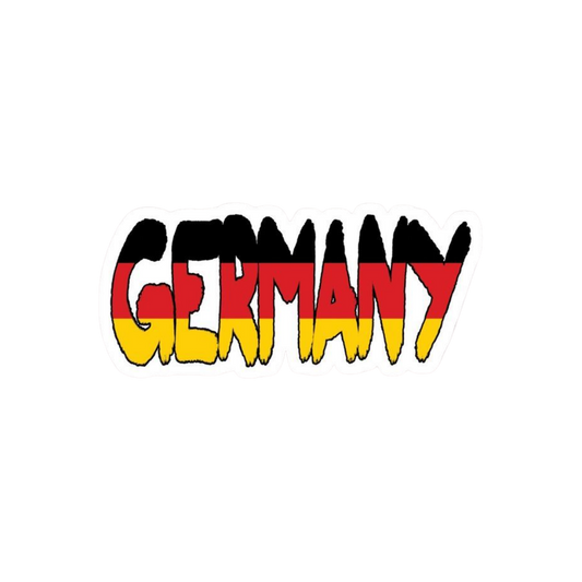 GERMANY flag text sticker in black red gold brushstroke typography