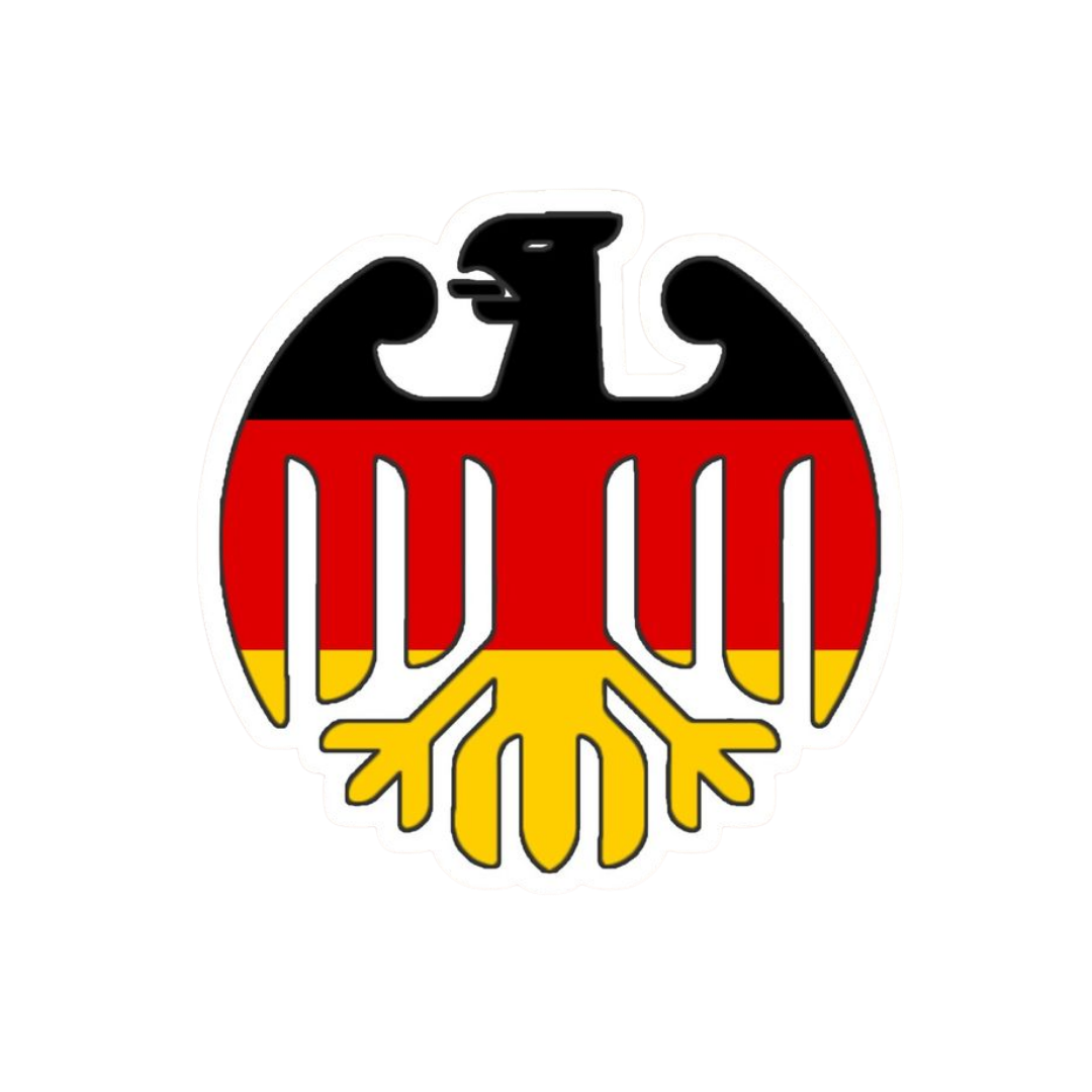 German Eagle Bundesadler circular badge sticker in black red gold flag colours