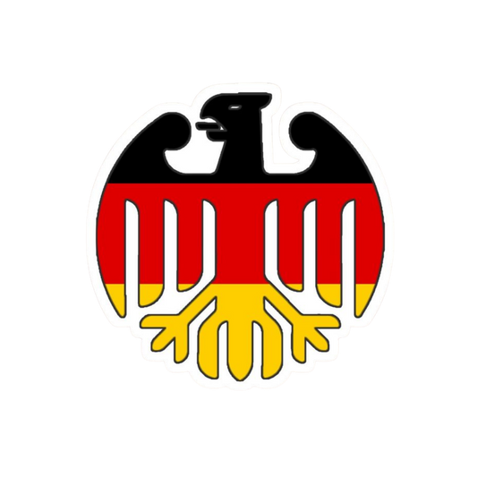 German Eagle Bundesadler circular badge sticker in black red gold flag colours