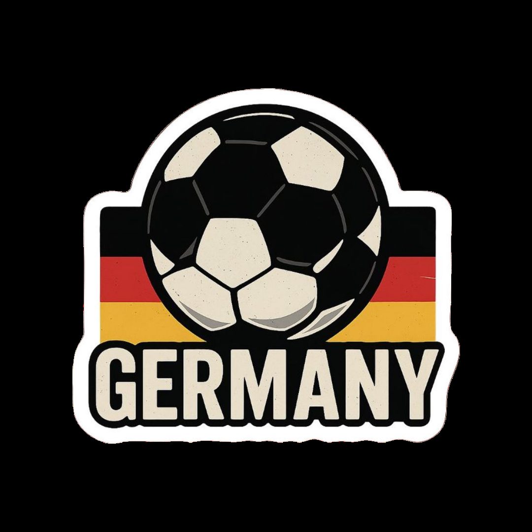 Germany football sticker with flag stripe in black red gold