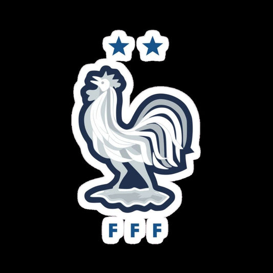 France FFF rooster emblem two stars illustrated sticker
