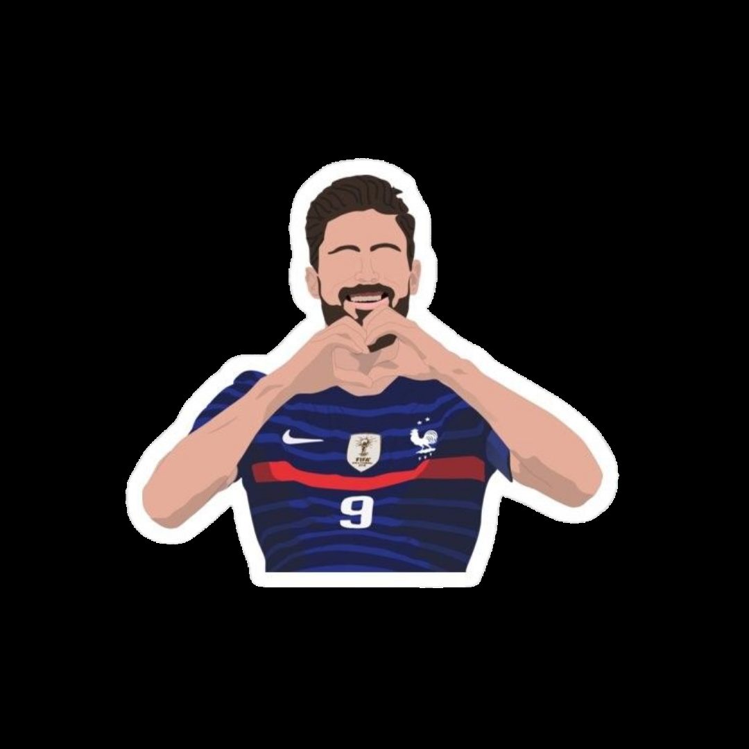 Olivier Giroud France number 9 heart celebration World Cup sticker