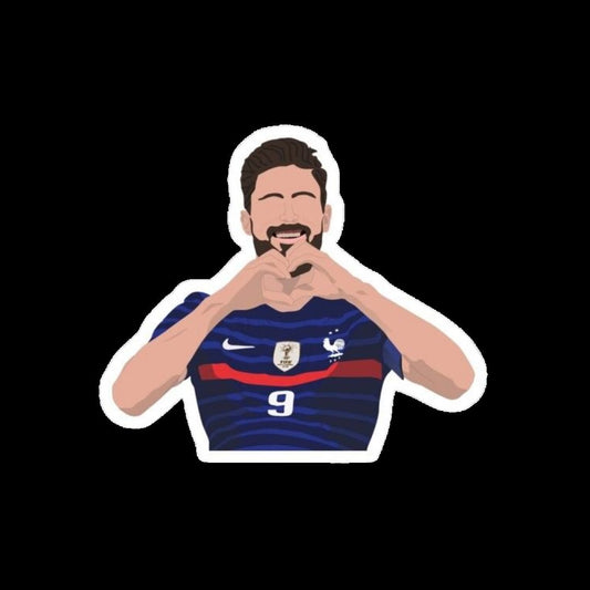 Olivier Giroud France number 9 heart celebration World Cup sticker