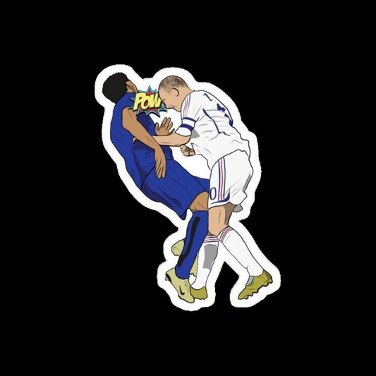 Zinedine Zidane POW headbutt comic style 2006 World Cup Final sticker