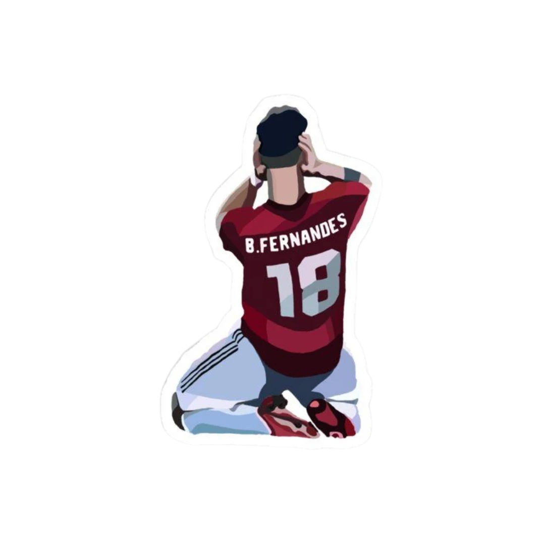 Bruno Fernandes Manchester United Number 18 Kneeling Sticker