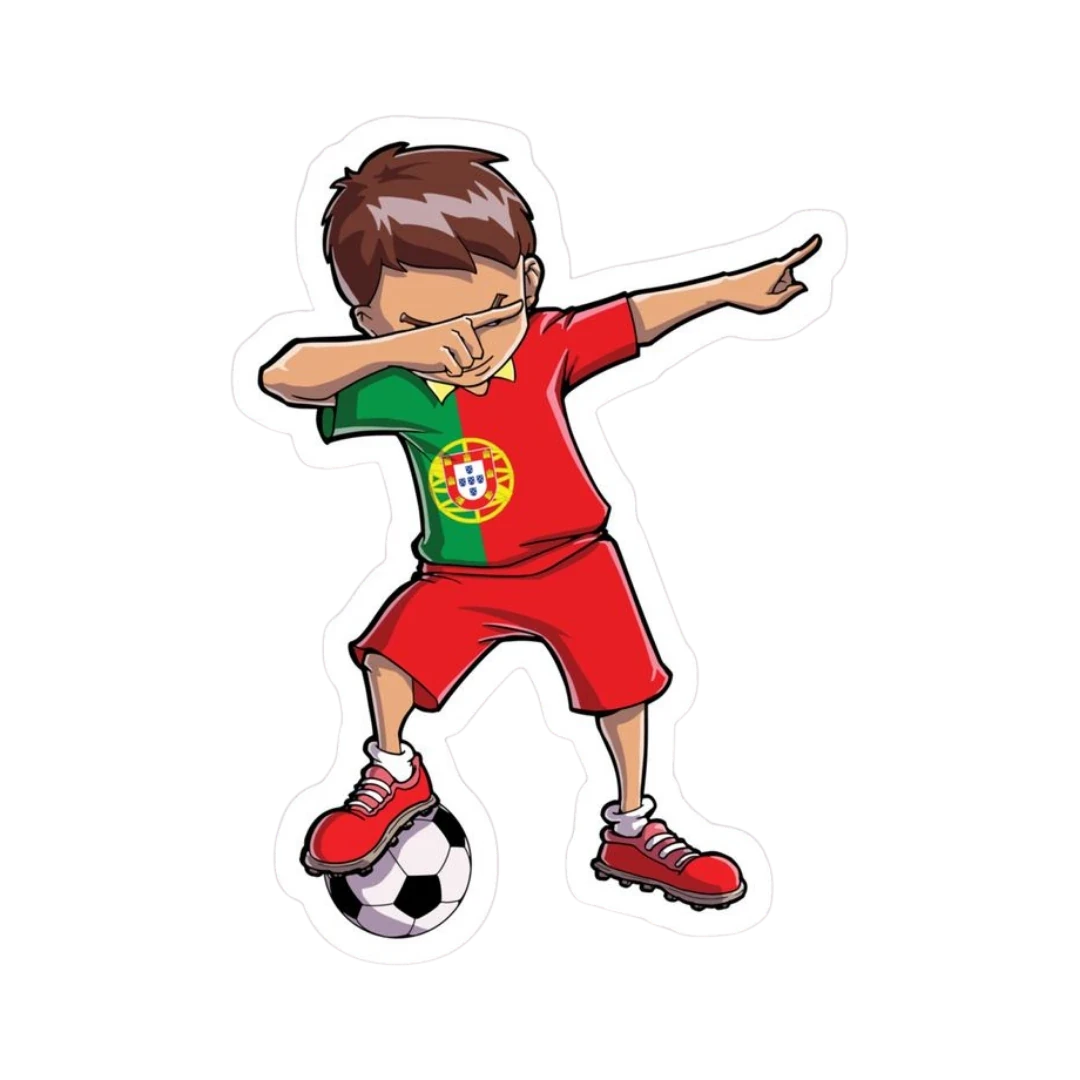 Portugal Football Dabbing Kid Cartoon Sticker