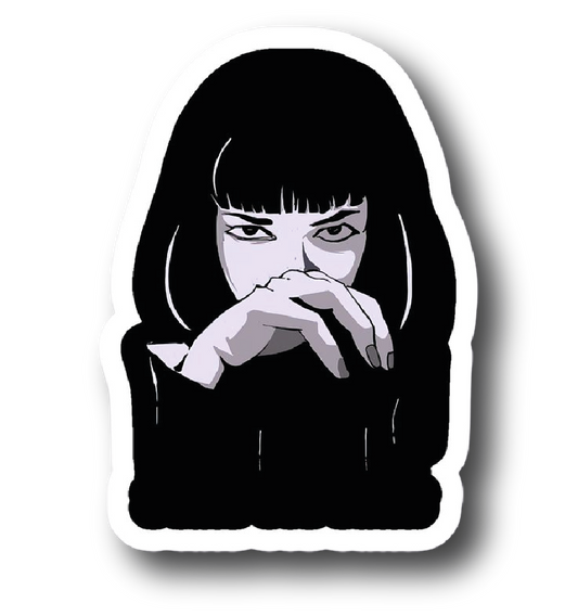 Mia Wallace — Greyscale Close-Up Portrait Sticker