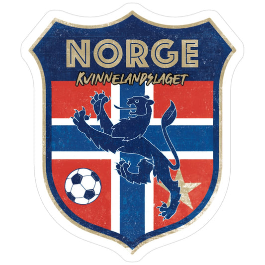 Die-cut sticker of the Norway women's national football team crest with a blue lion on a red, white and blue shield.