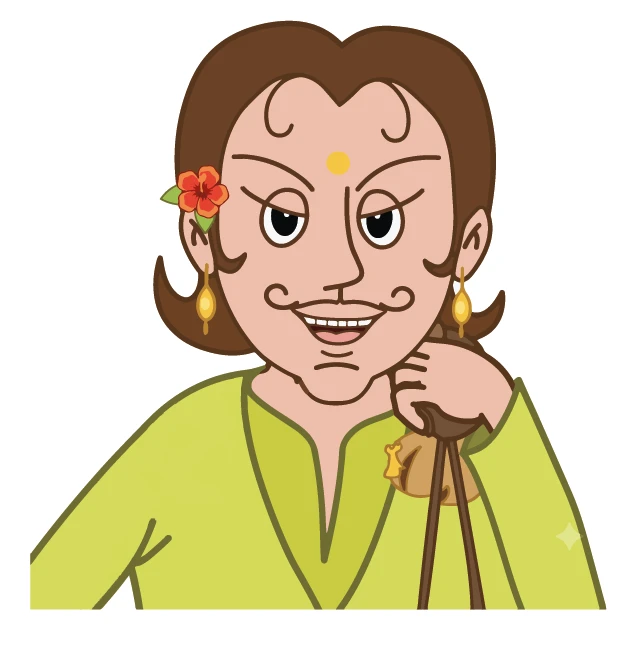 Gopal Bhar Female Villain Sly Smile Sticker