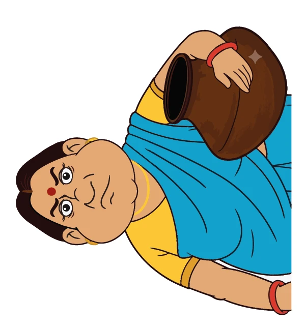 Gopal Bhar Wife Clay Pot Lying Sticker