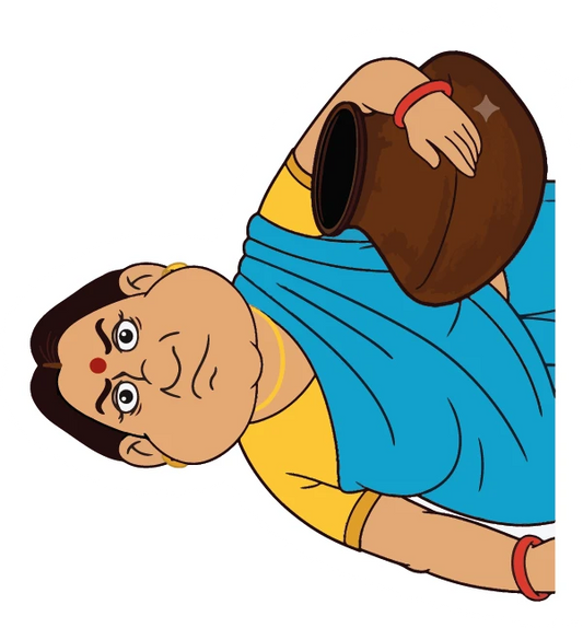 Gopal Bhar Wife Clay Pot Lying Sticker