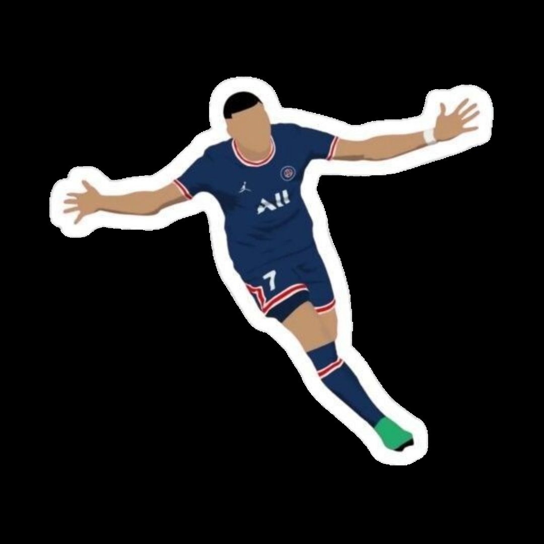 Kylian Mbappé PSG number 7 arms spread goal celebration sticker