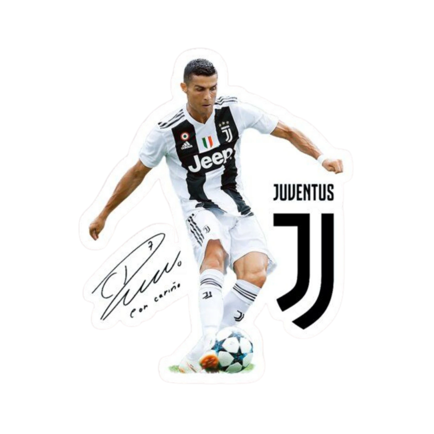 Cristiano Ronaldo Juventus Kicking UCL Signature Sticker