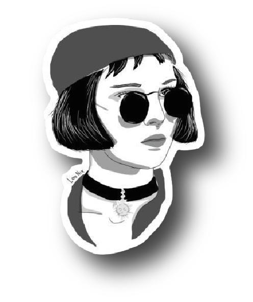 Mathilda Beret and Round Shades Portrait Sticker