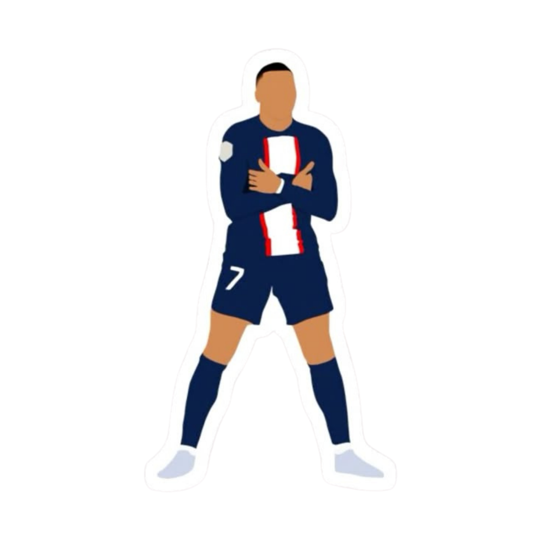 Kylian Mbappé PSG number 7 signature arms crossed stance sticker