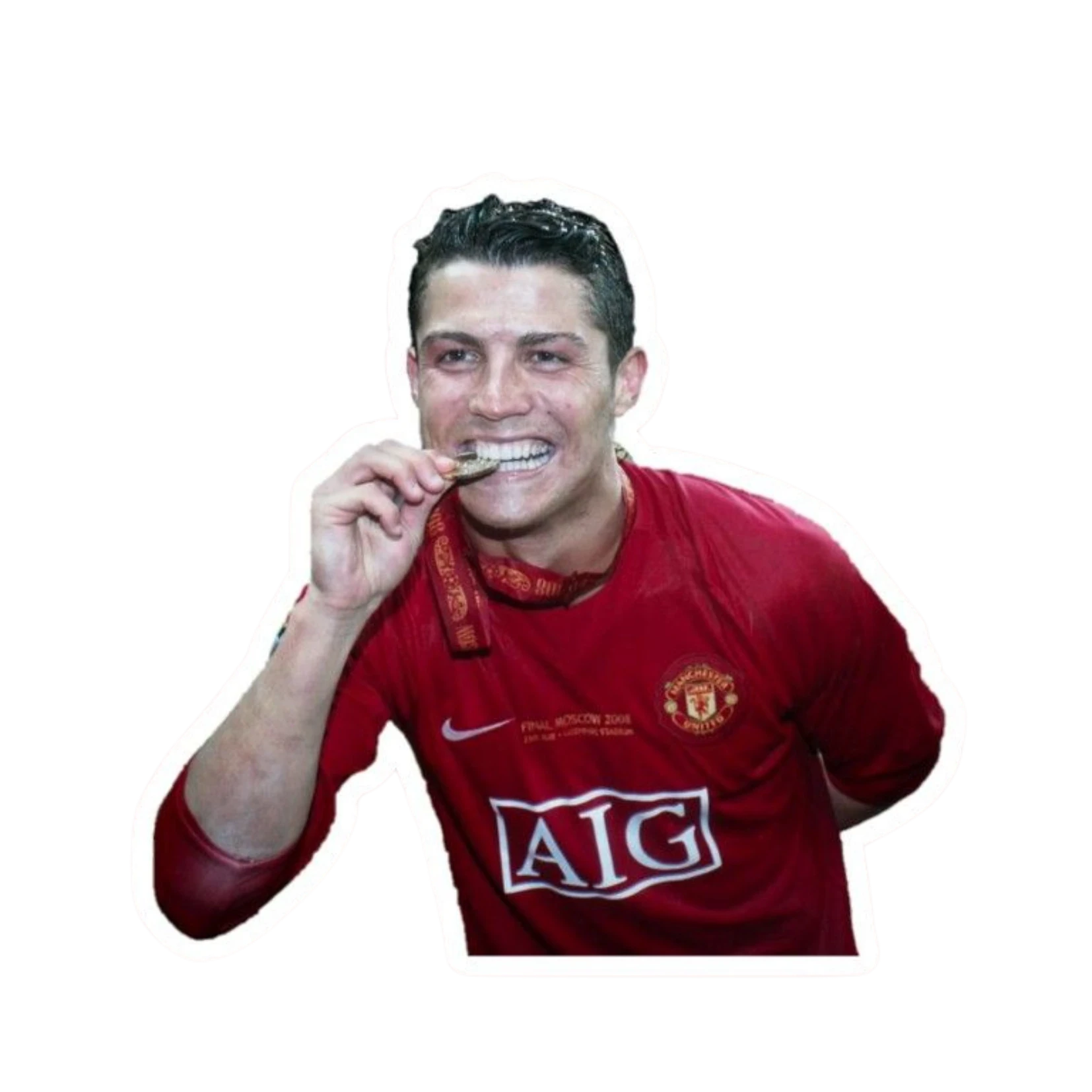 Cristiano Ronaldo Manchester United UCL Medal Biting Sticker